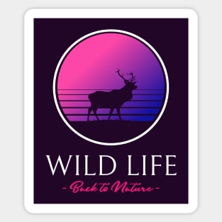 Wild Life Nature Retro Deer Sunset Sticker